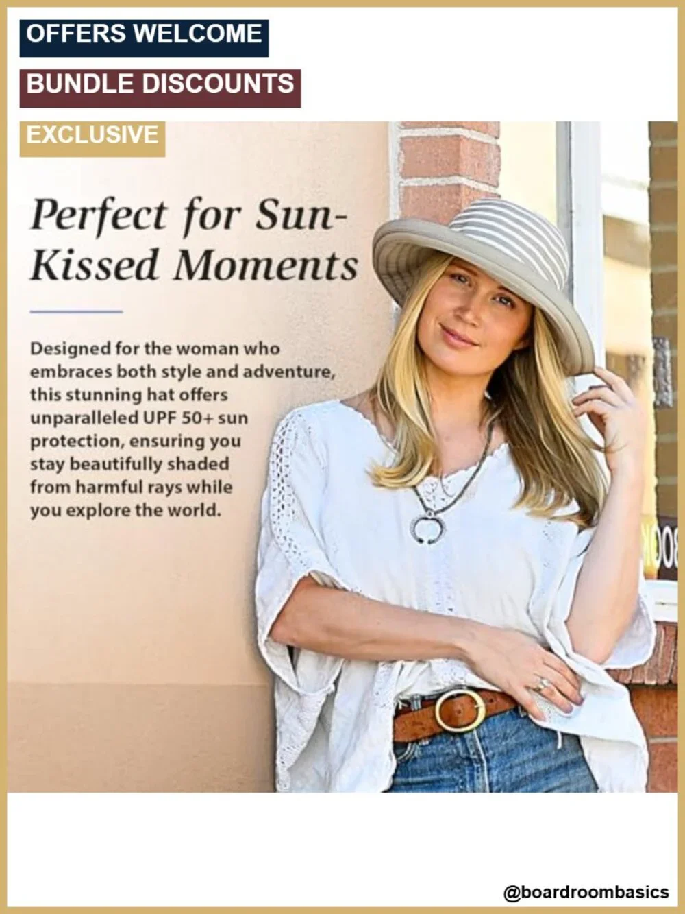 UPF 50+ Women's Packable Sun Hat with 4